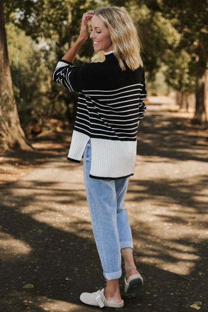 Benedict Stripe Knit Sweater | Black + Cream - Baltic Born