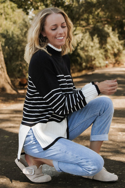 Benedict Stripe Knit Sweater | Black + Cream - Baltic Born