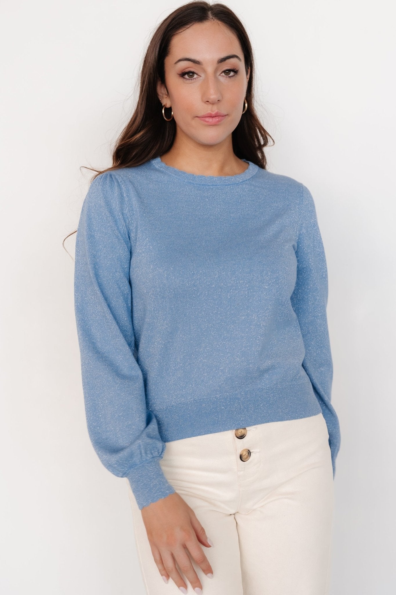 Benson Shimmer Sweater Top | Blue - Baltic Born