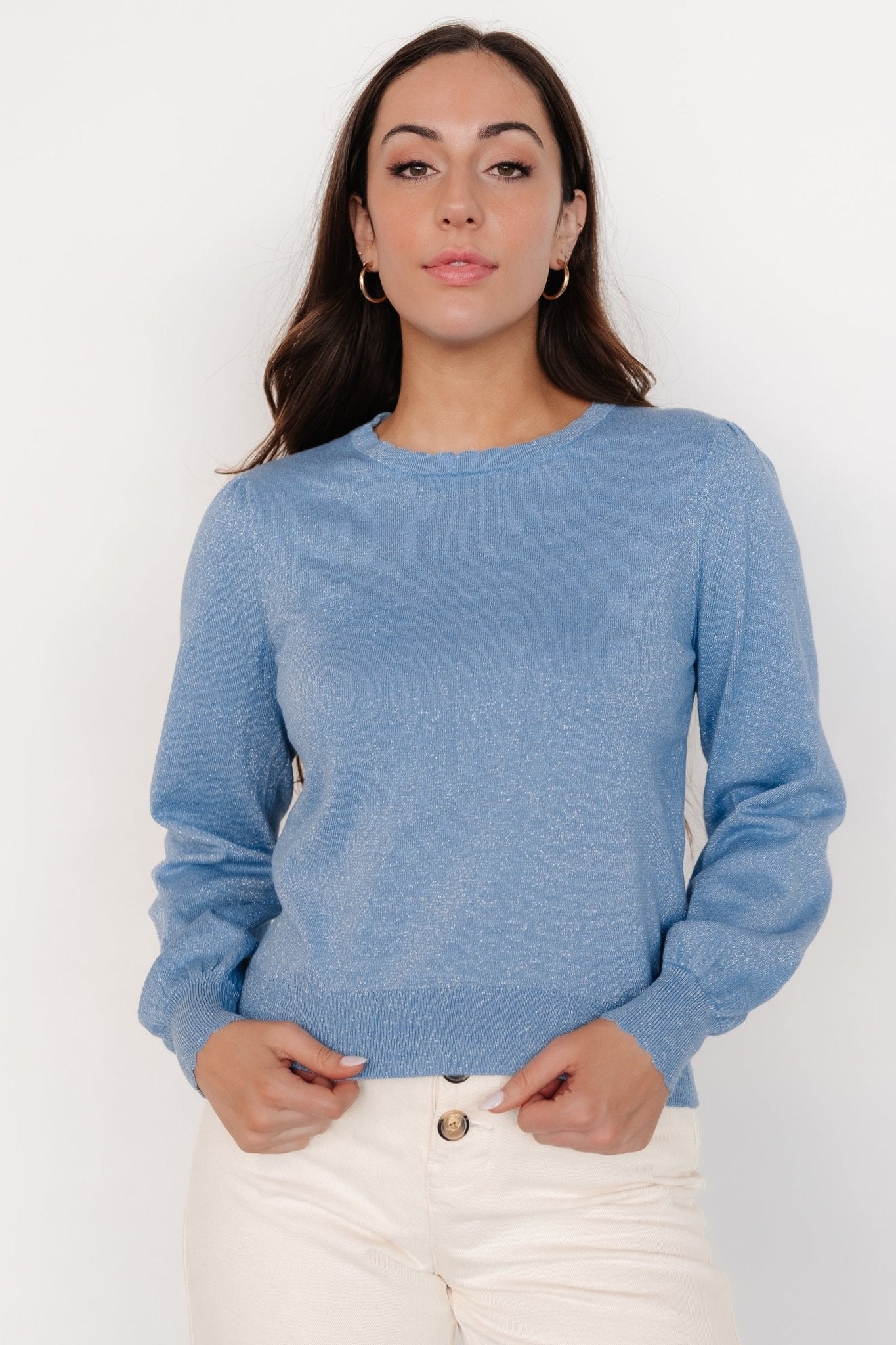 Benson Shimmer Sweater Top | Blue - Baltic Born