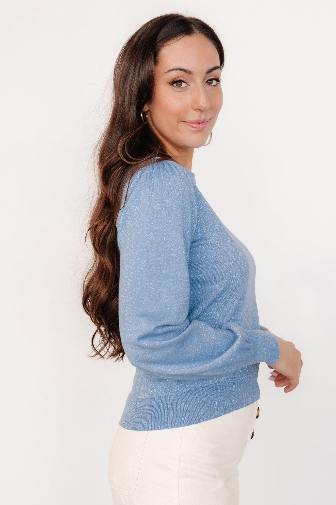 Benson Shimmer Sweater Top | Blue - Baltic Born