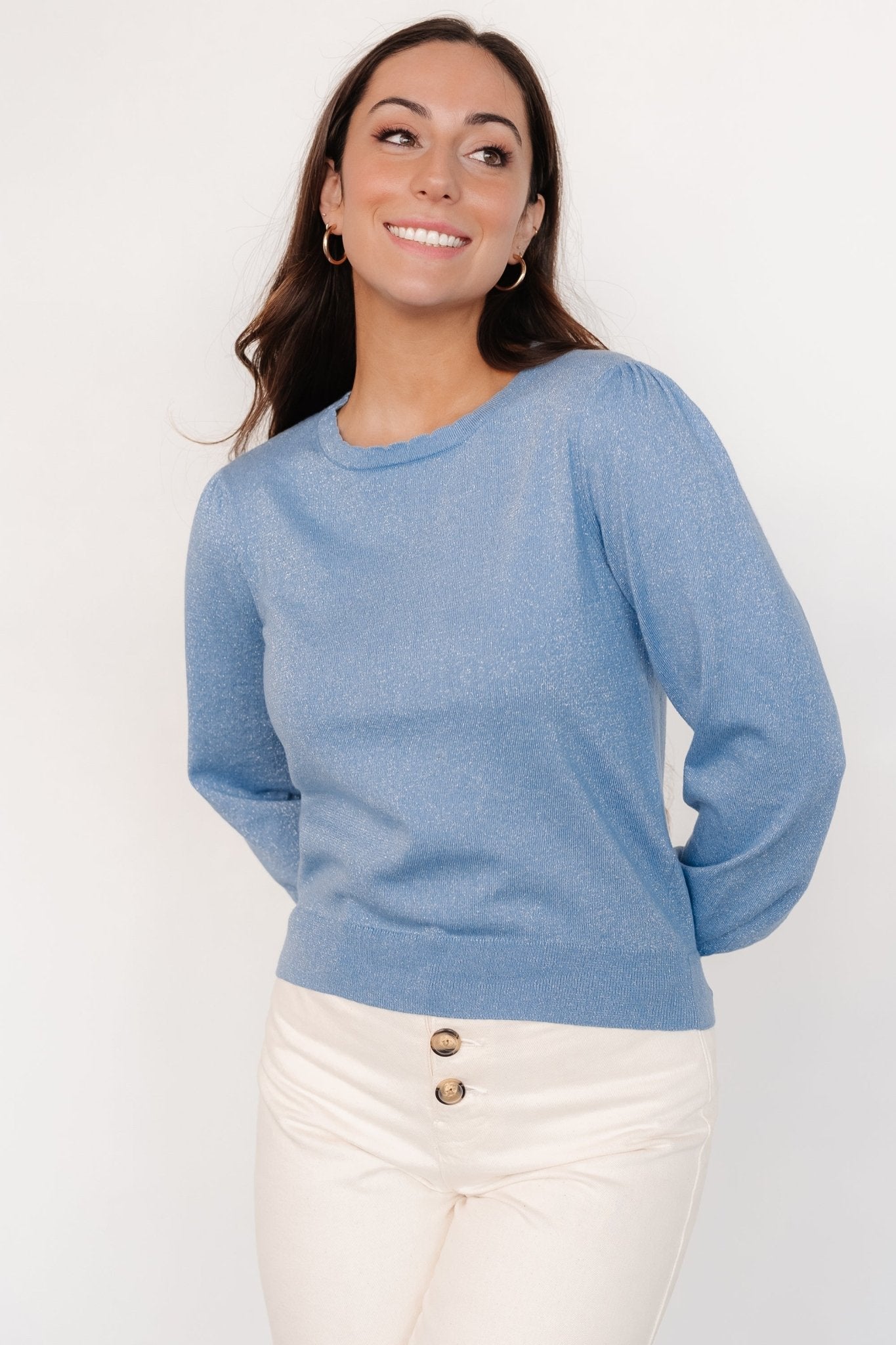 Benson Shimmer Sweater Top | Blue - Baltic Born