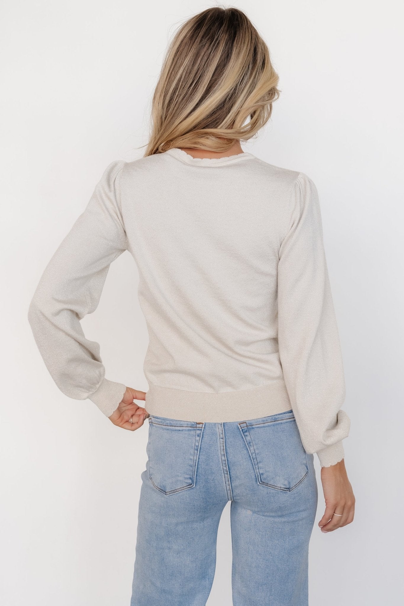 Benson Shimmer Sweater Top | Natural - Baltic Born