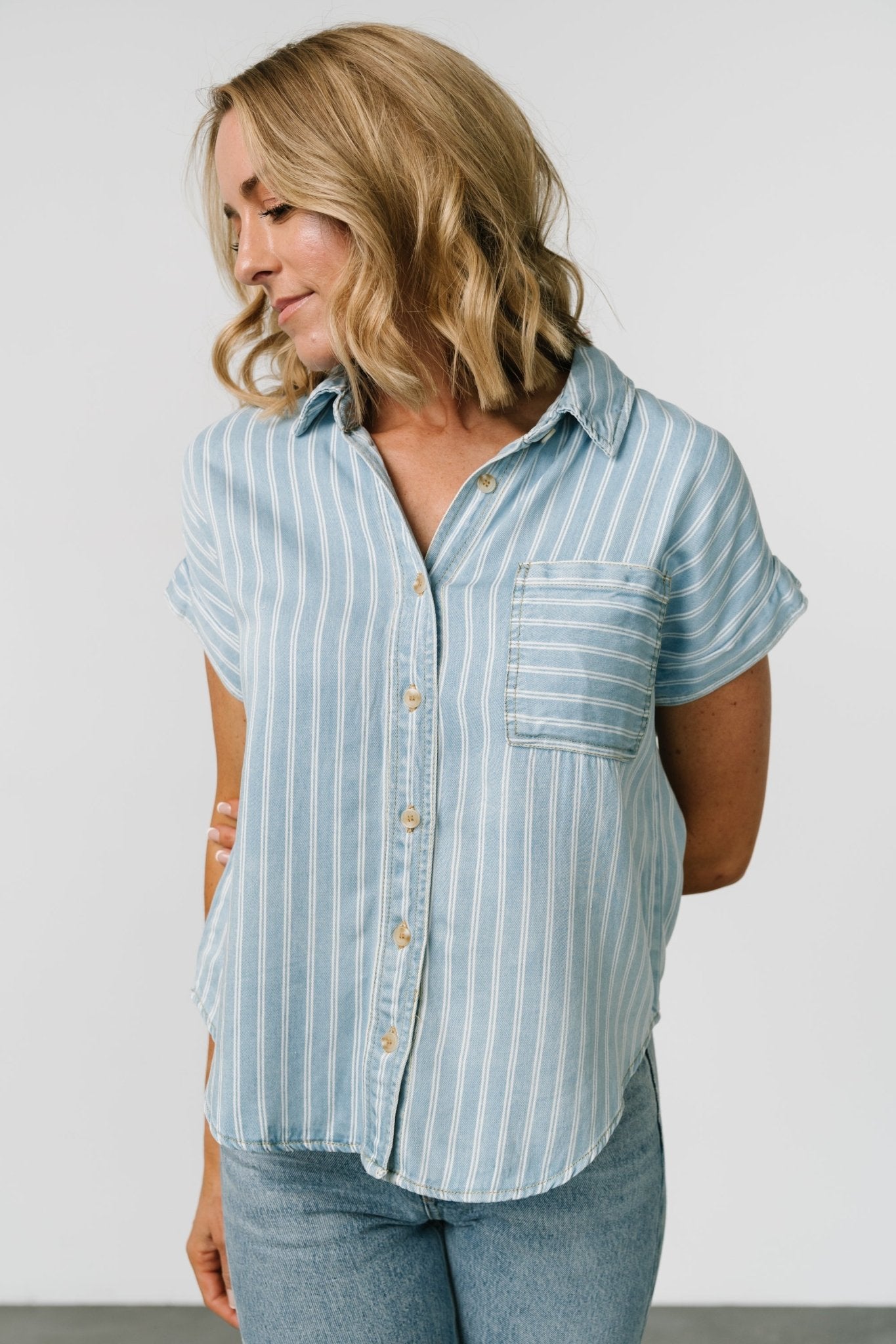 Berkley Striped Top | Denim Blue - Baltic Born