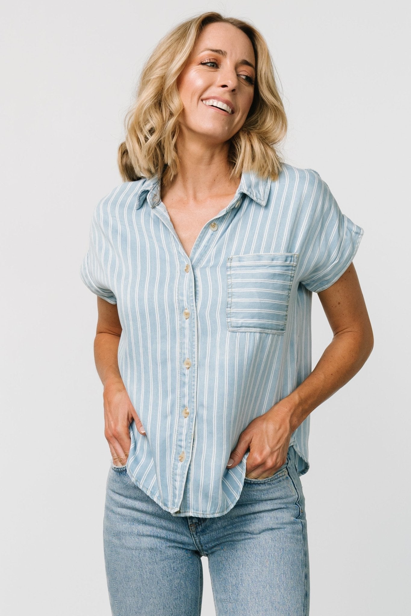 Berkley Striped Top | Denim Blue - Baltic Born