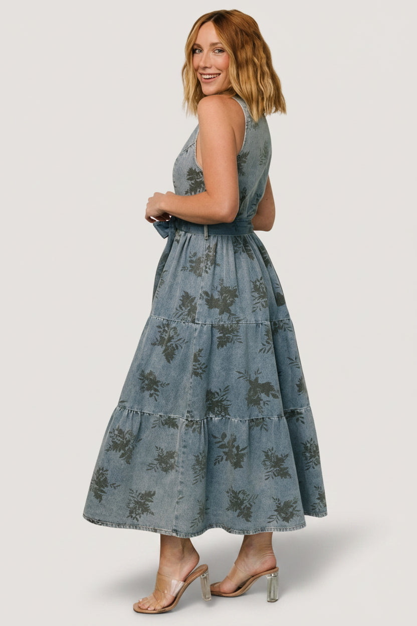 Bernadette Sleeveless Denim Dress | Washed Blue