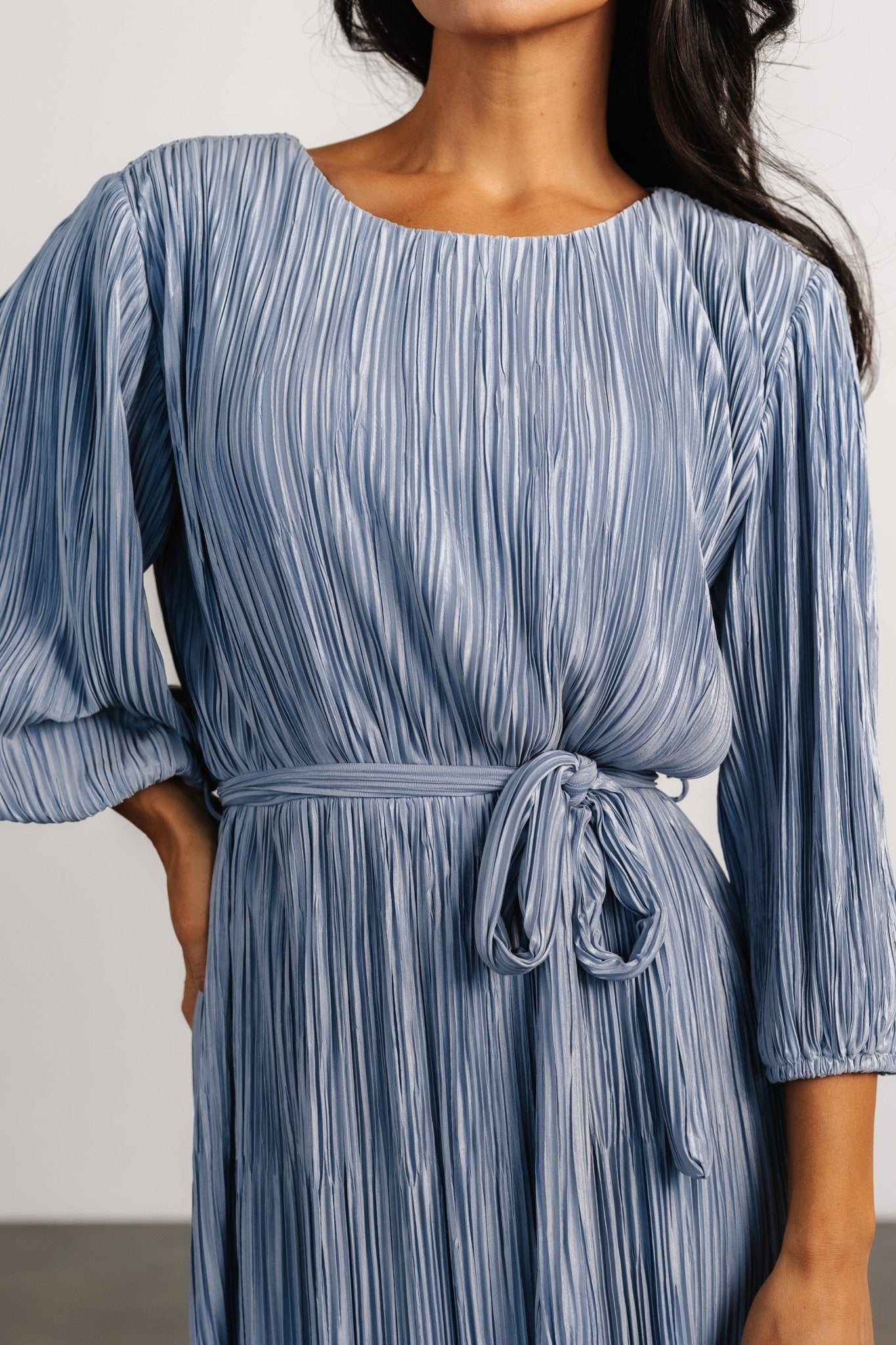 Bethany Pleated Midi Dress | Light Blue - Baltic Born