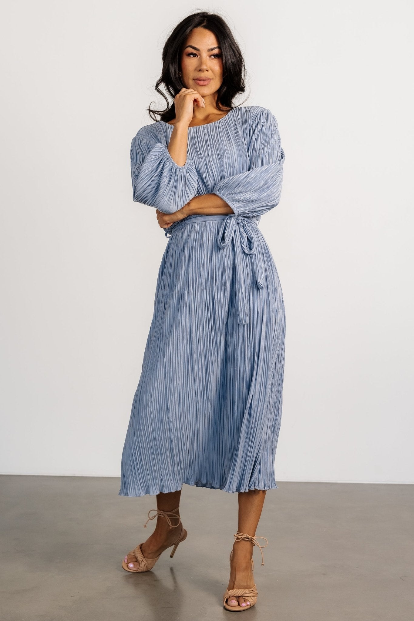 Bethany Pleated Midi Dress | Light Blue - Baltic Born