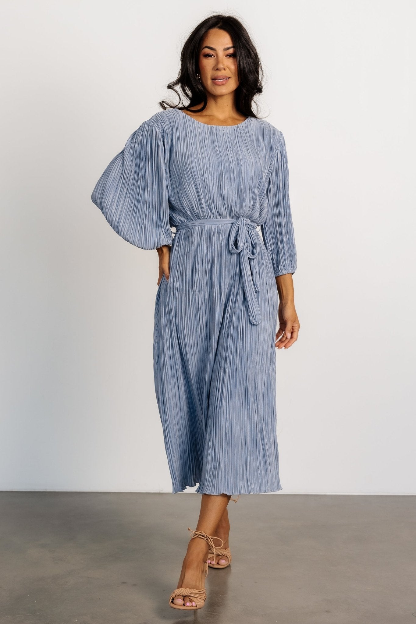 Bethany Pleated Midi Dress | Light Blue - Baltic Born