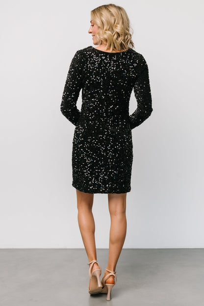 Betty Sequin Short Dress | Black - Baltic Born