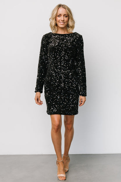 Betty Sequin Short Dress | Black - Baltic Born