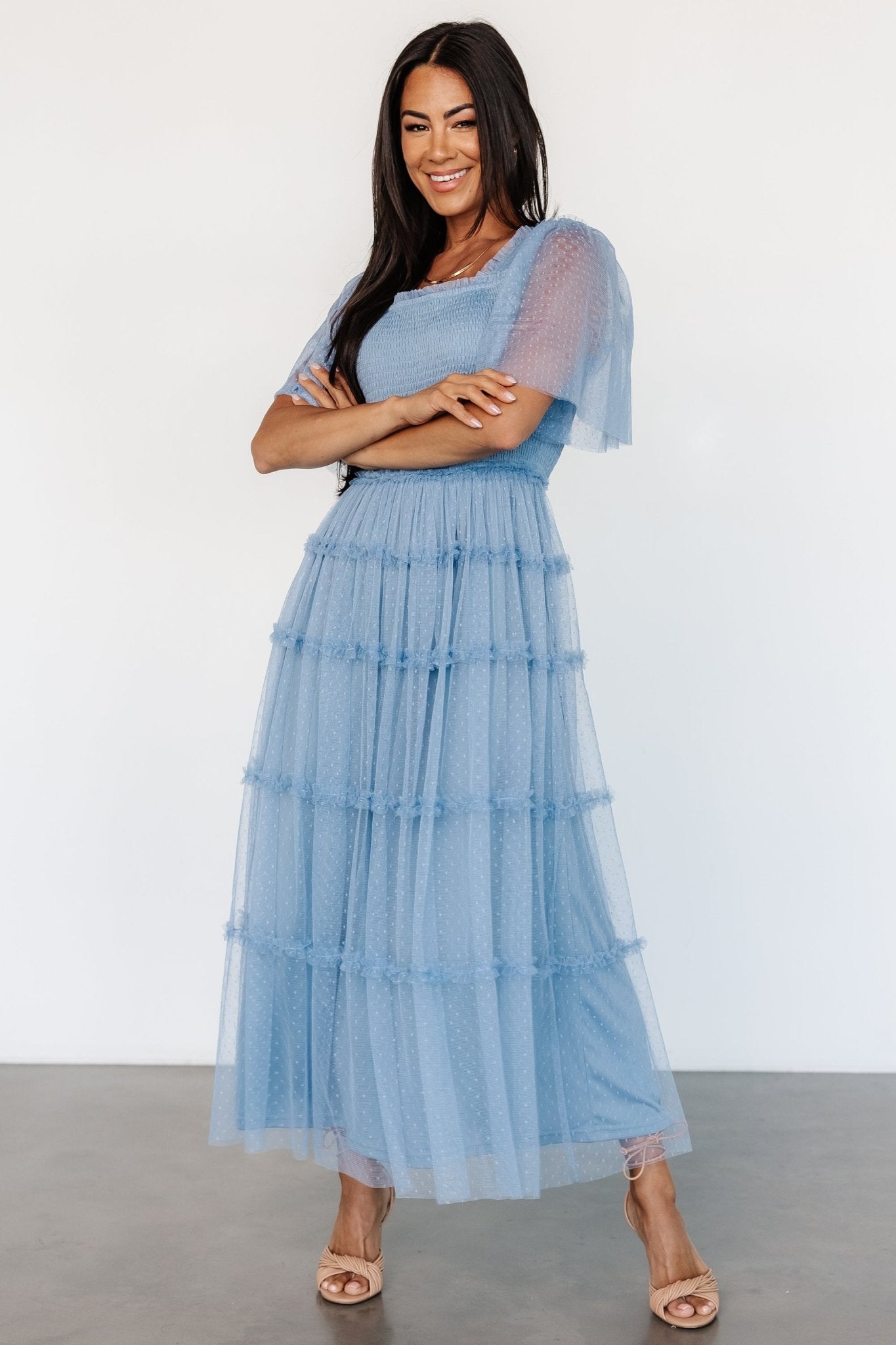 Bexley Tulle Dress | Dusty Blue - Baltic Born