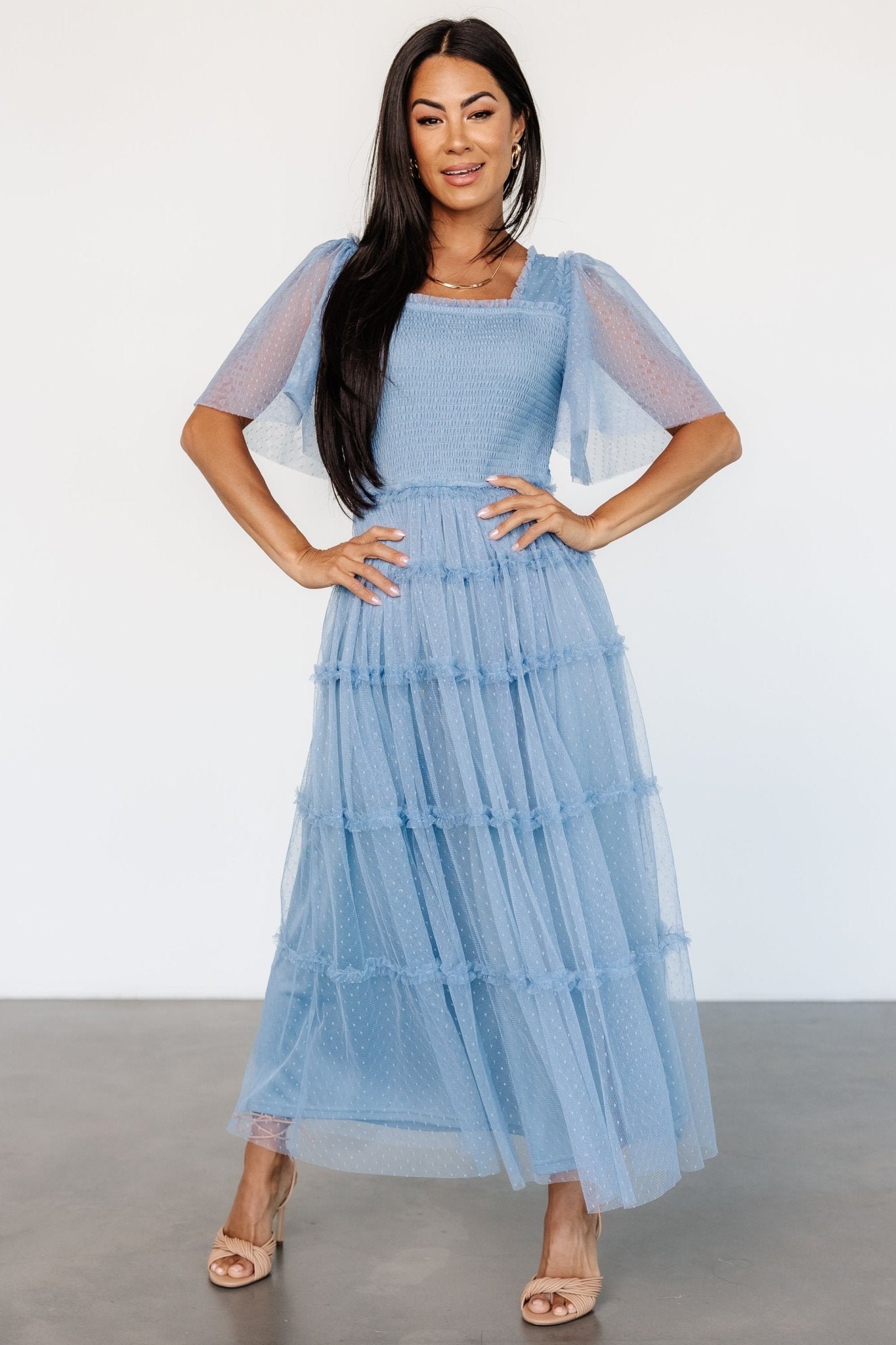 Bexley Tulle Dress | Dusty Blue - Baltic Born