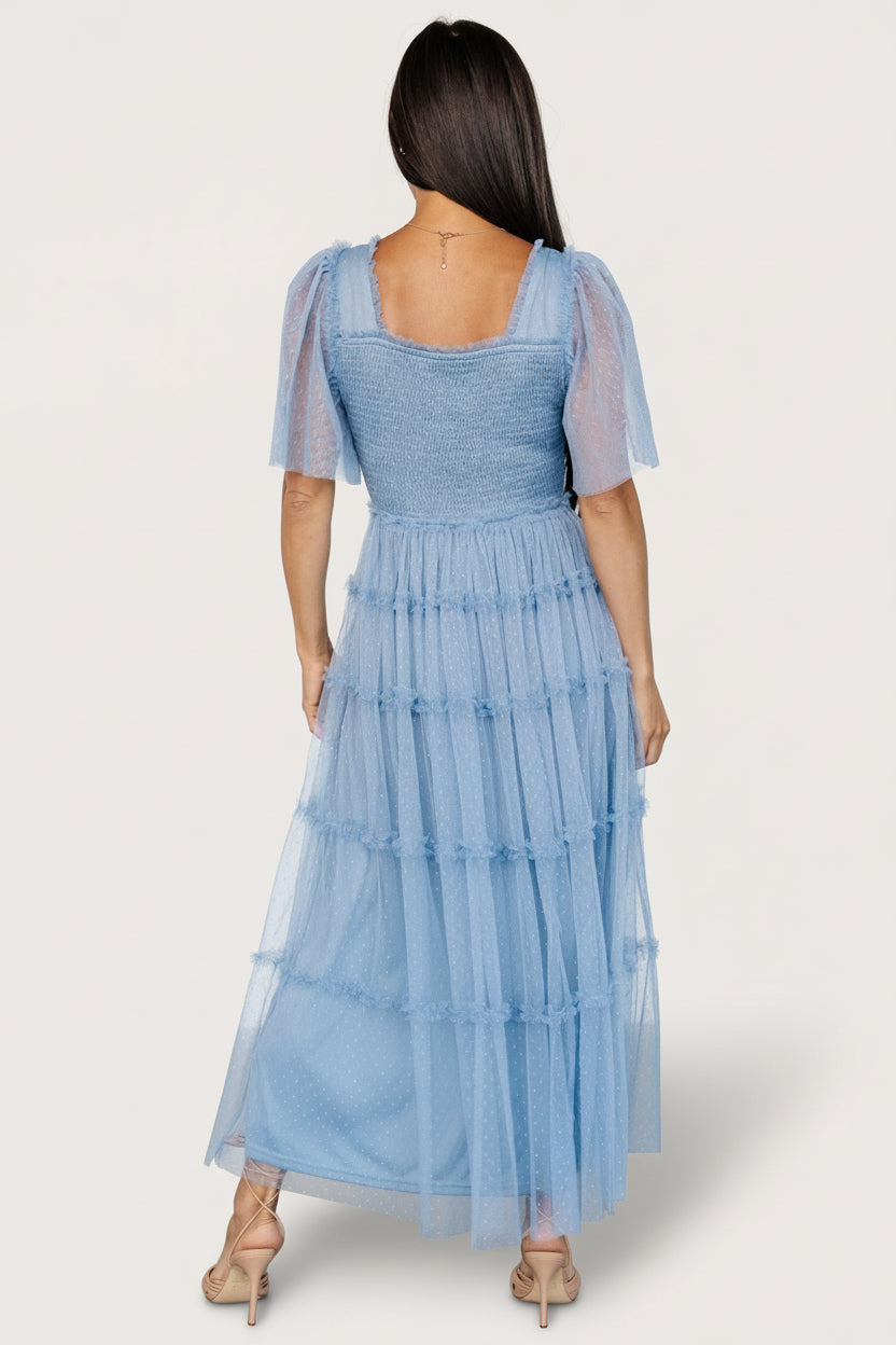 Baltic Born Womens Bexley Tulle Dress | Dusty Blue