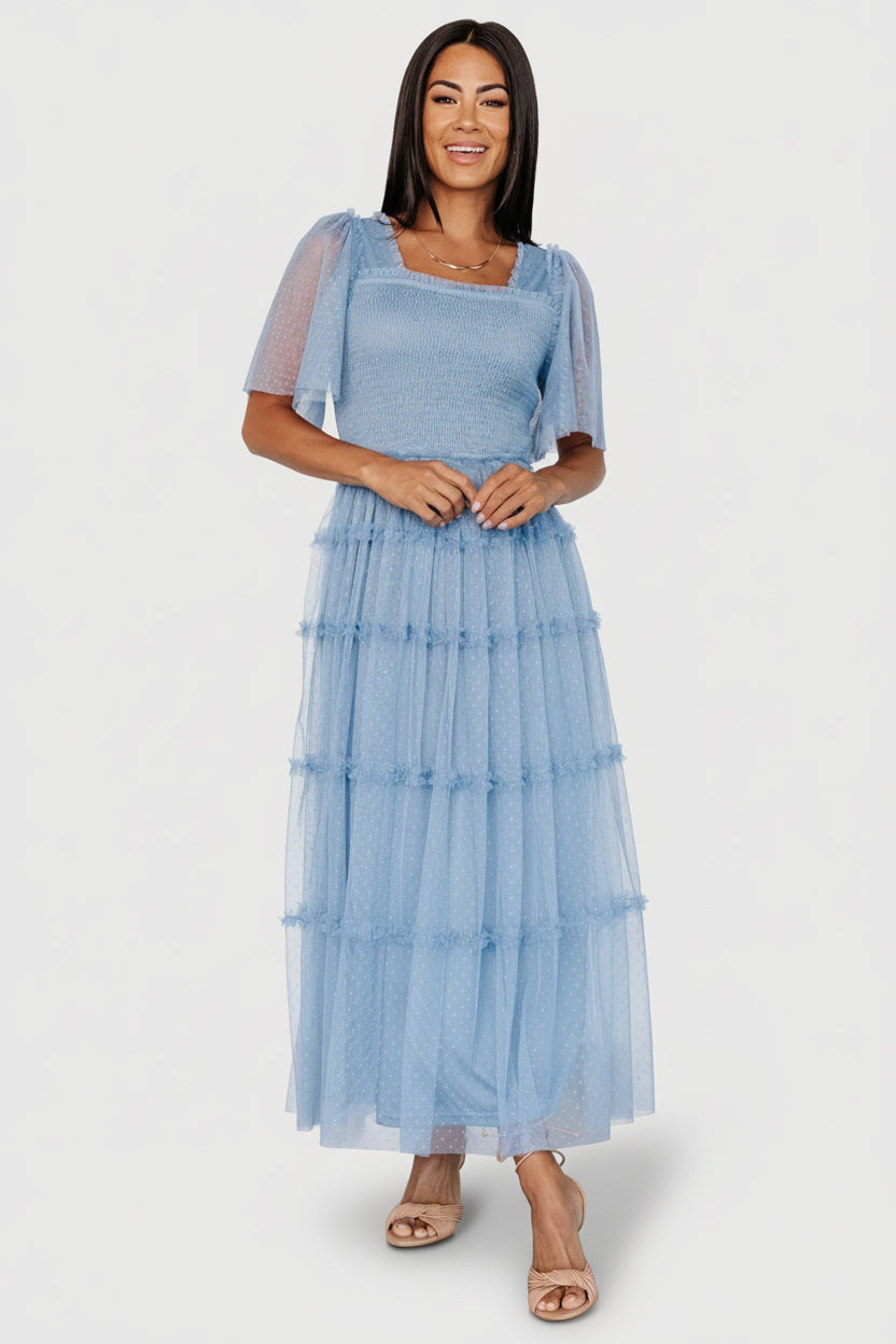Baltic Born Womens Bexley Tulle Dress | Dusty Blue