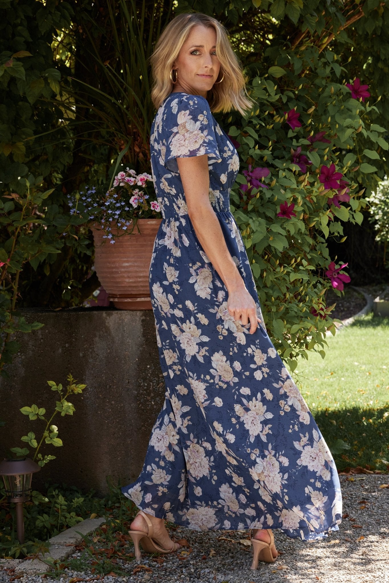 Birdie Maxi Dress Blue & Blush Floral | Baltic Born XS Birdie Maxi Dress Blue & Blush Floral | Baltic Born XS