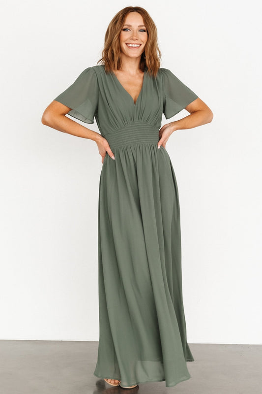 Birdie Maxi Dress | Dark Sage - Baltic Born