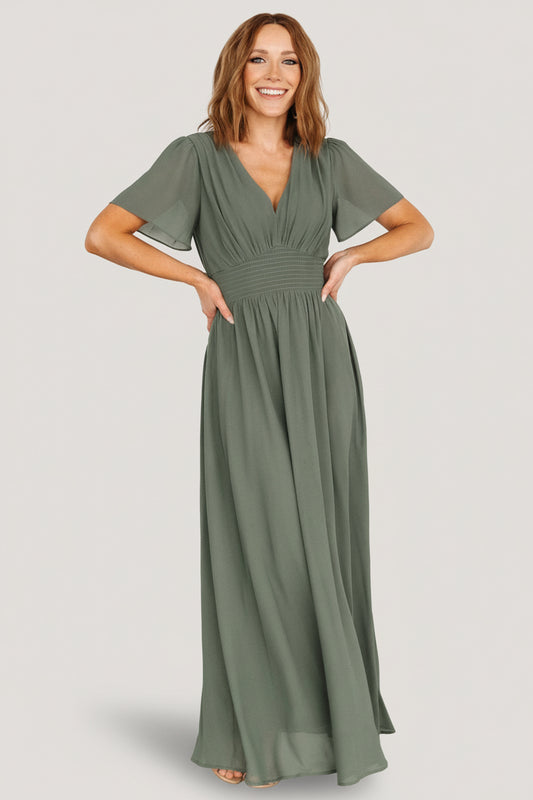 Baltic Born Womens Birdie Maxi Dress | Dark Sage