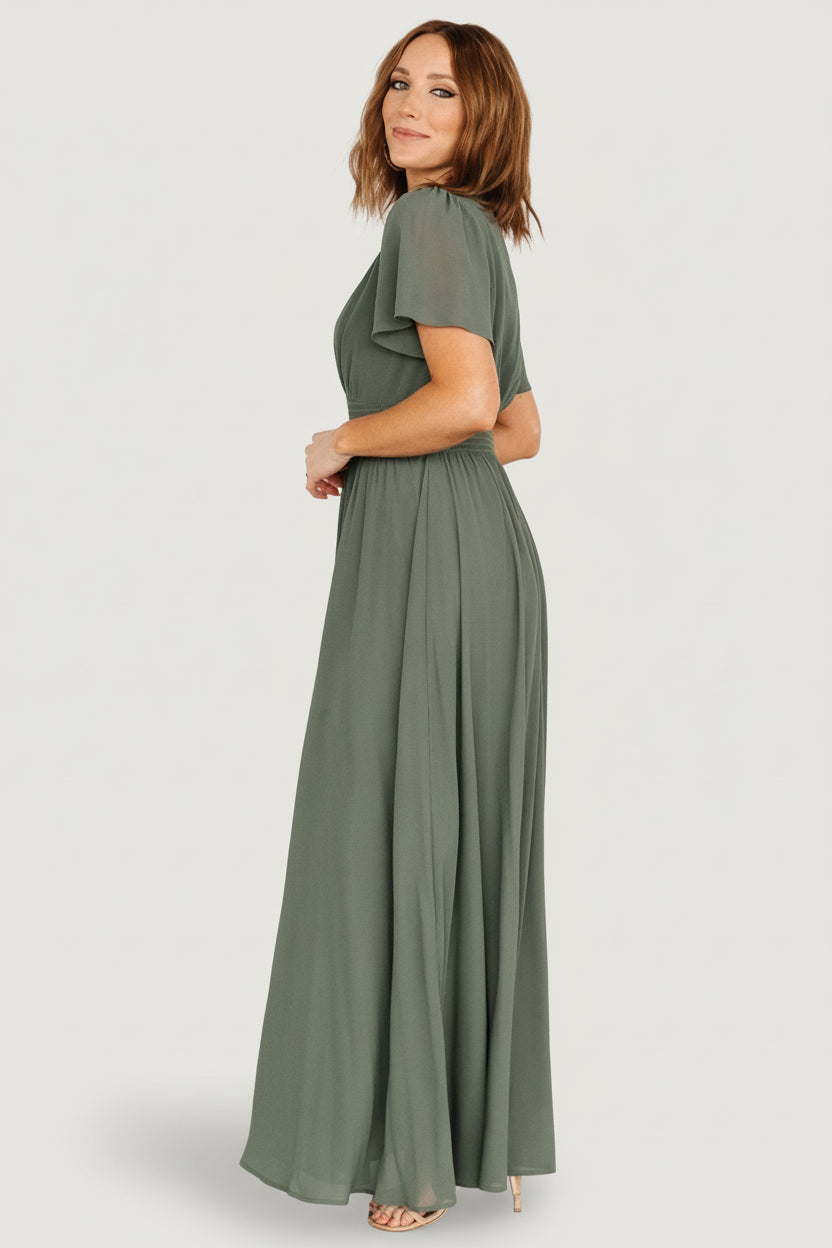 Baltic Born Womens Birdie Maxi Dress | Dark Sage