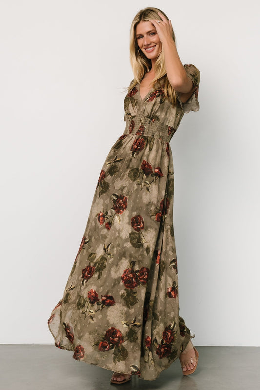 Birdie Maxi Dress | Olive Floral - Baltic Born