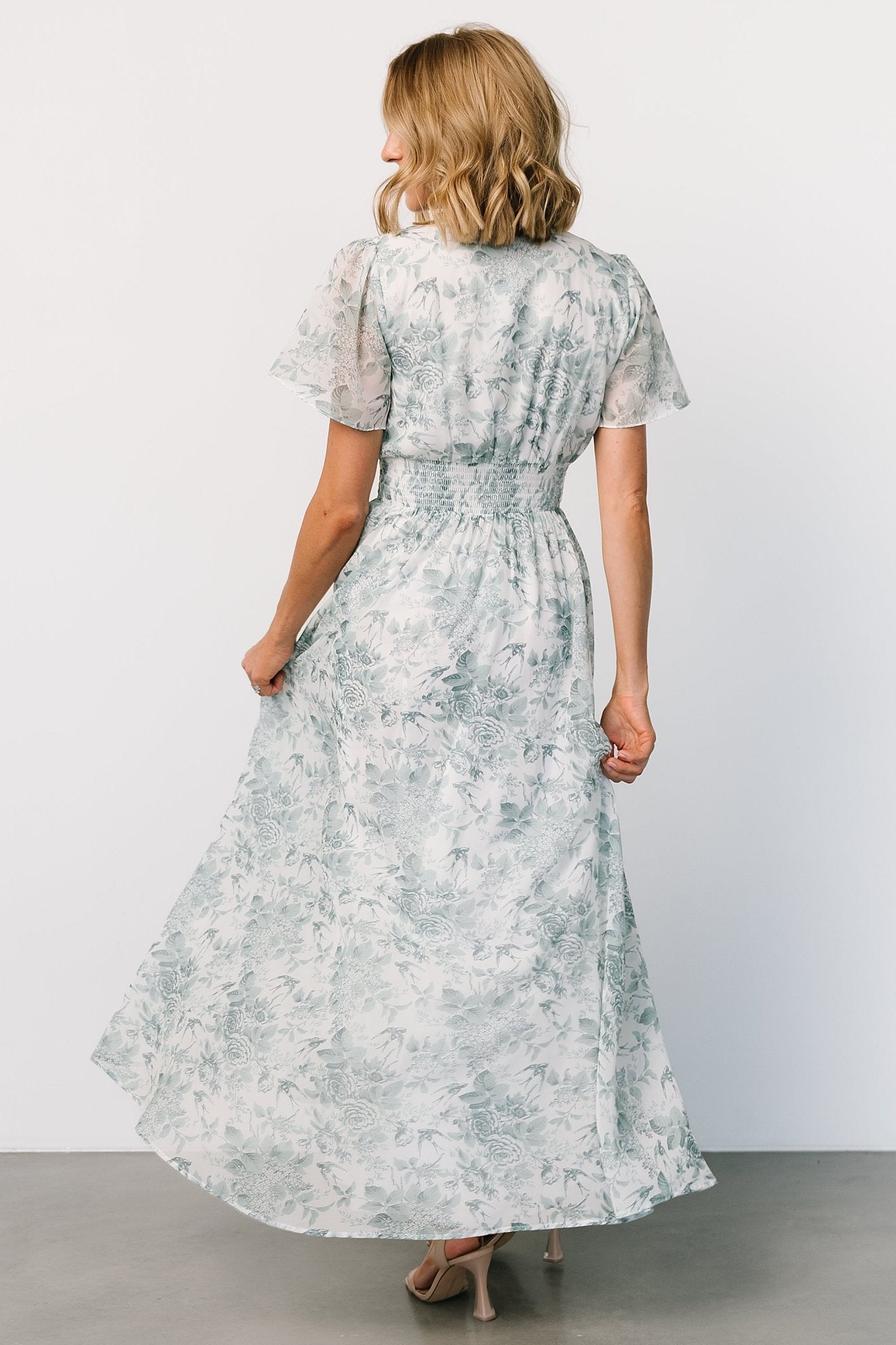 Birdie Maxi Dress | White + Sage Floral - Baltic Born