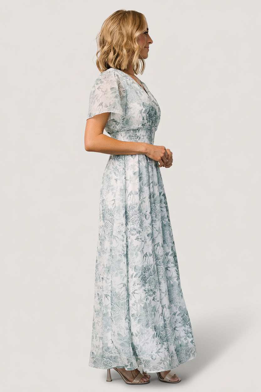 Birdie Maxi Dress | White + Sage Floral