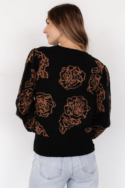 Blake Floral Sweater | Black + Camel - Baltic Born