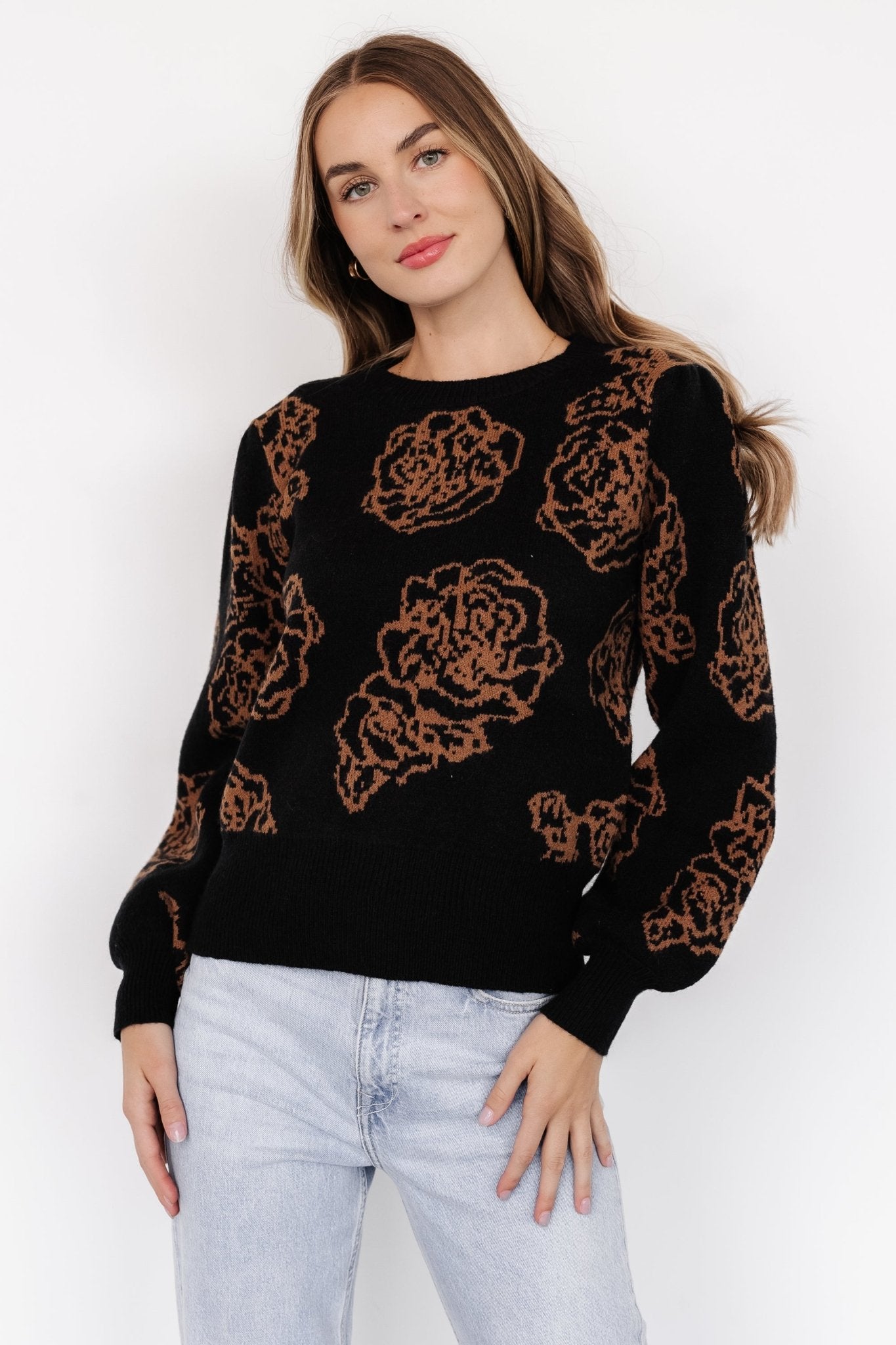 Blake Floral Sweater | Black + Camel - Baltic Born