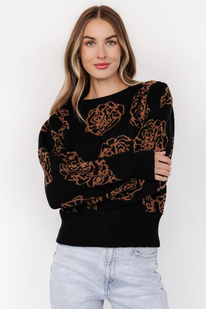 Blake Floral Sweater | Black + Camel - Baltic Born