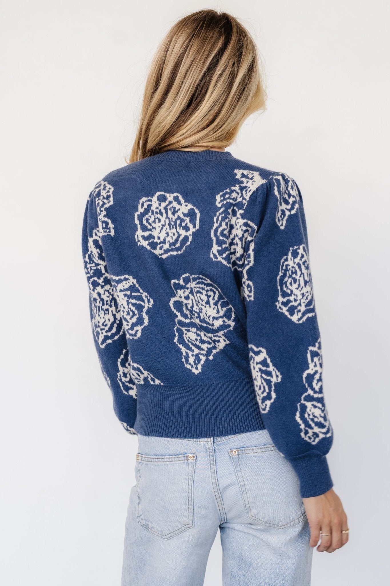 Blake Floral Sweater | Blue + Cream - Baltic Born