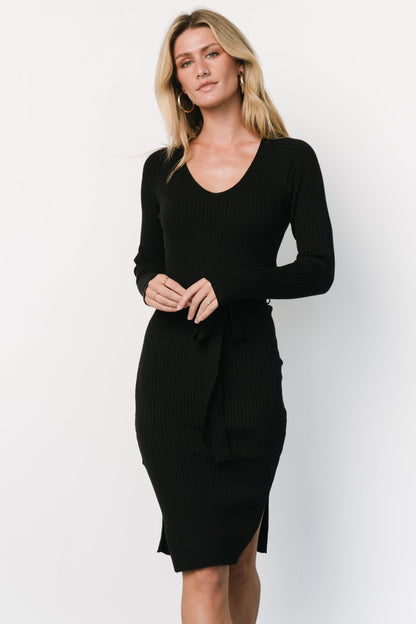 Blayne Ribbed Midi Dress | Black - Baltic Born