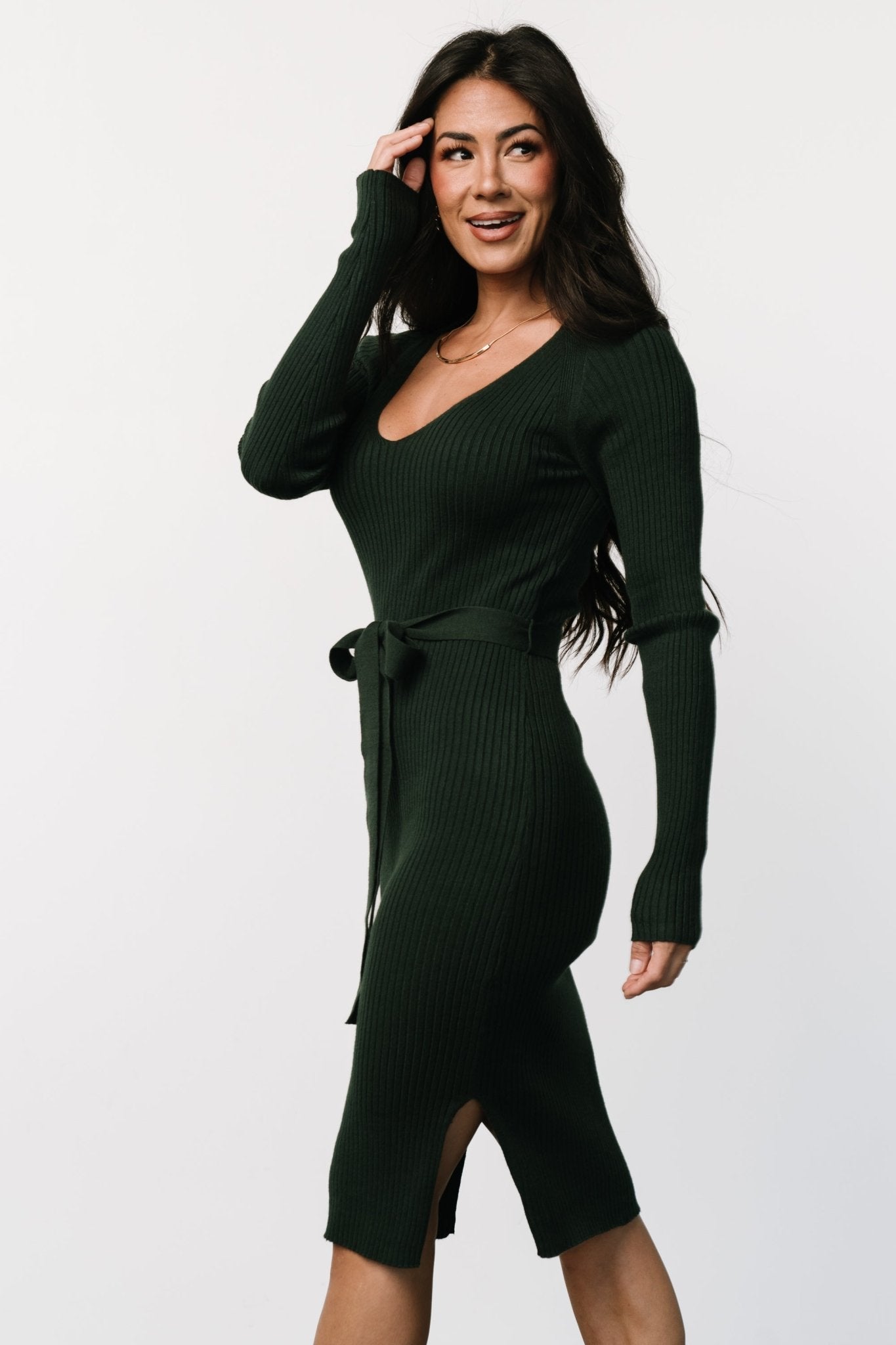 Blayne Ribbed Midi Dress | Emerald - Baltic Born