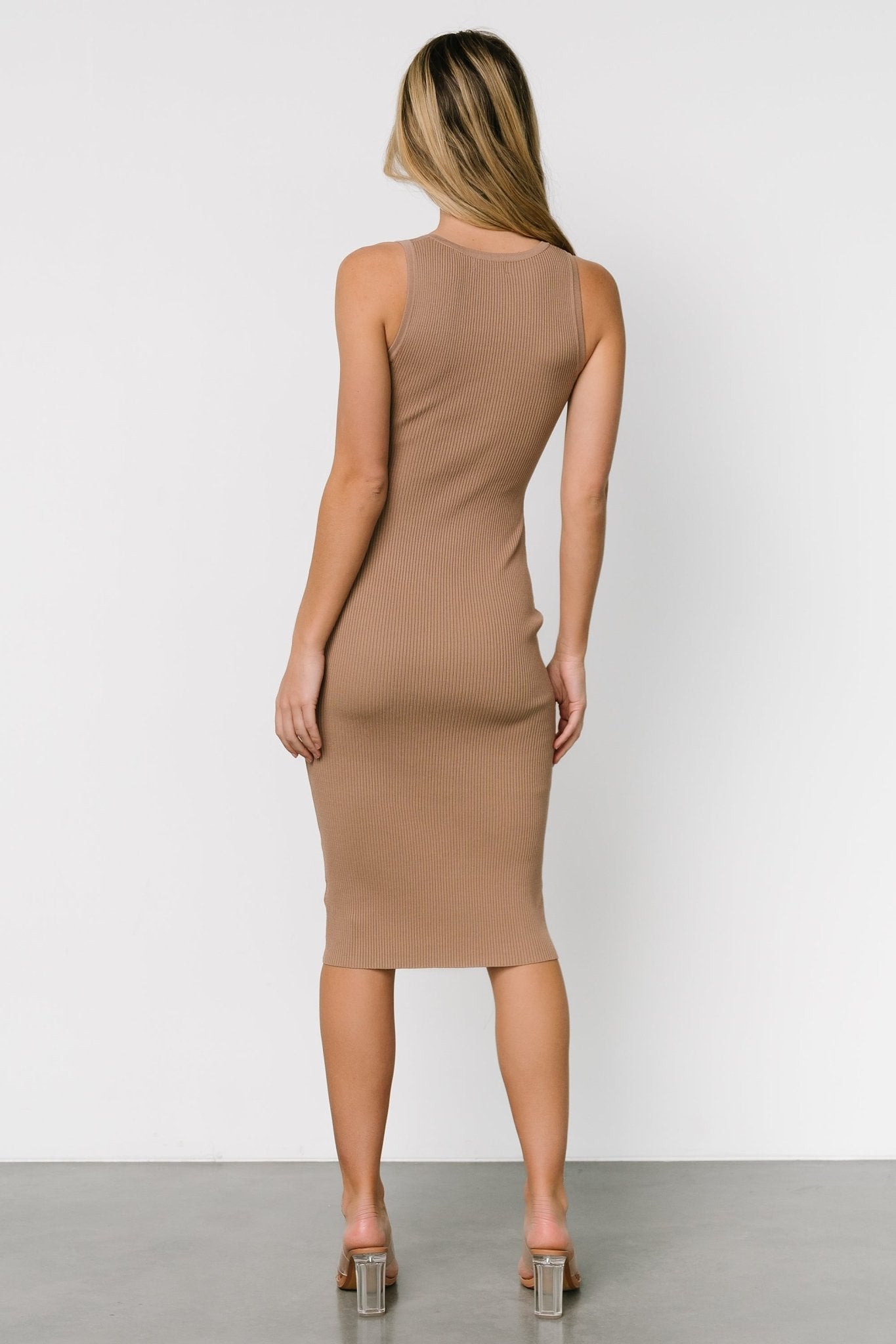 Bobbie Snap Button Midi Dress | Light Mocha - Baltic Born