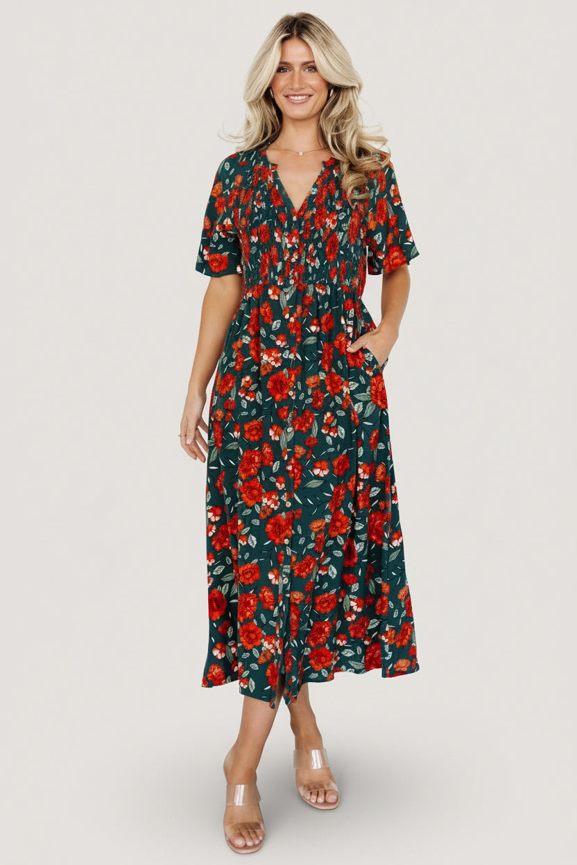 Baltic Born Womens Botega Midi Dress | Jade Multi Floral | Size: Small Baltic Born Womens Botega Midi Dress | Jade Multi Floral | Size: Small