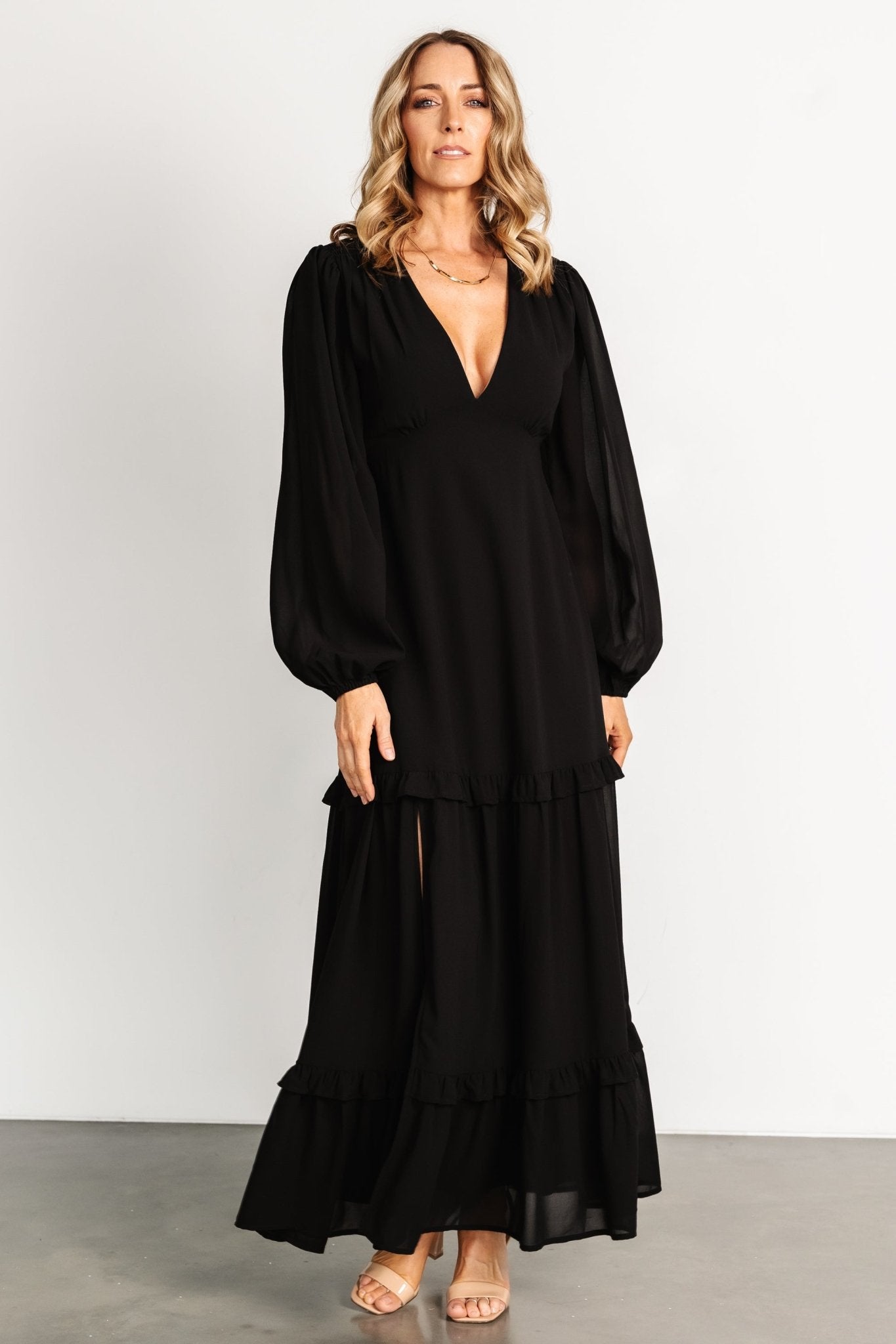 Bowman Deep V Maxi Dress | Black - Baltic Born