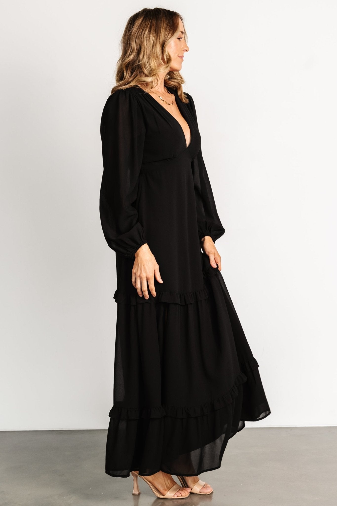 Bowman Deep V Maxi Dress | Black - Baltic Born