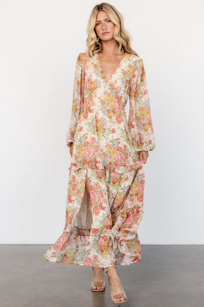 Bowman Deep V Maxi Dress | Cream Multi Floral - Baltic Born