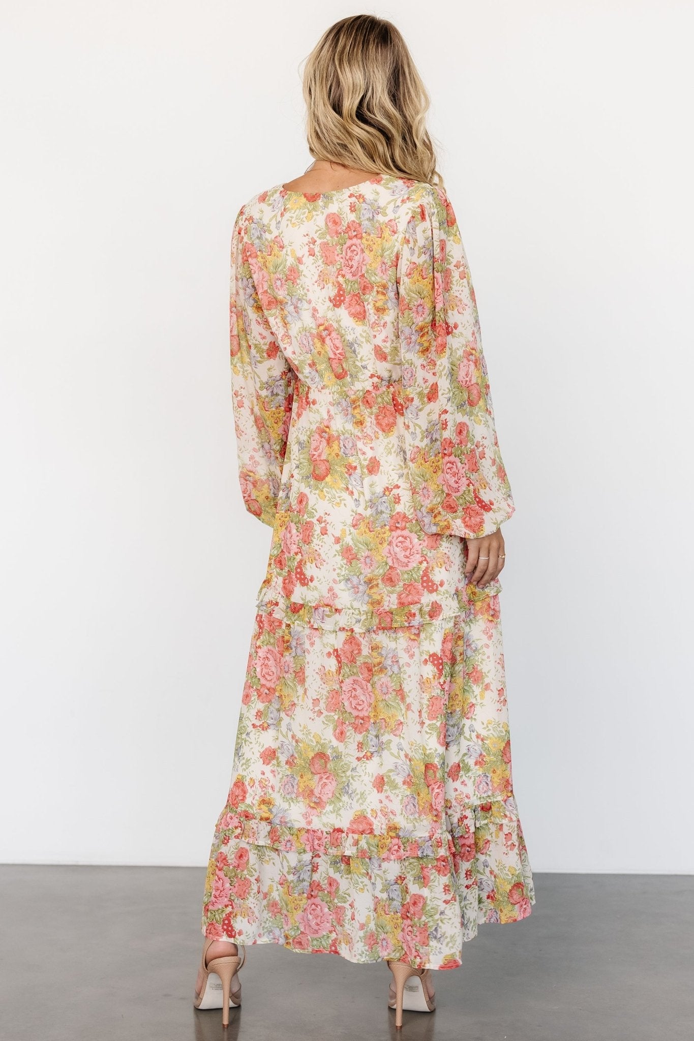 Bowman Deep V Maxi Dress | Cream Multi Floral - Baltic Born