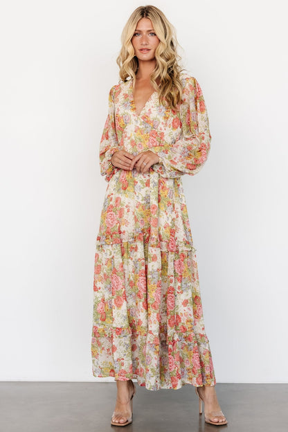 Bowman Deep V Maxi Dress | Cream Multi Floral - Baltic Born