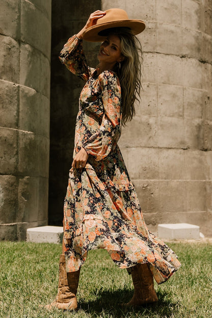 Bowman Deep V Maxi Dress | Navy Floral - Baltic Born