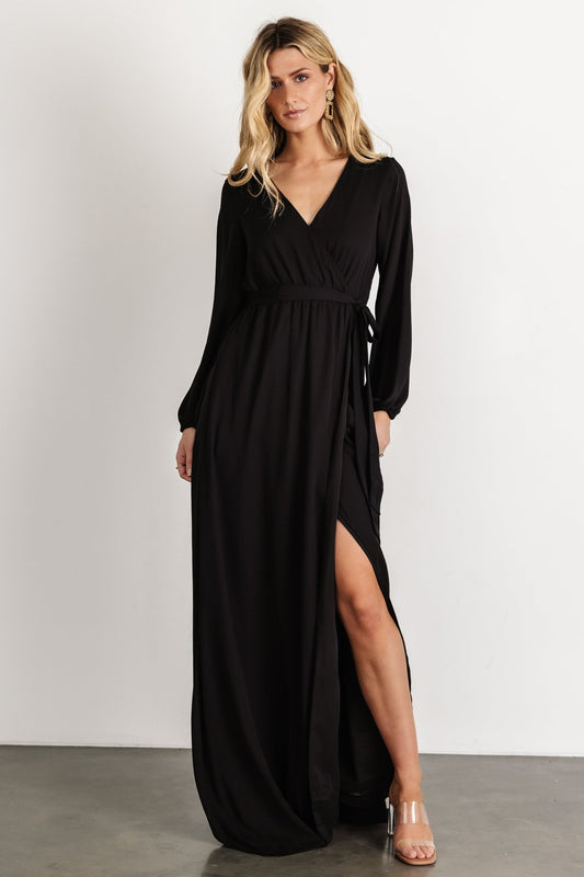 Breanne Faux Wrap Maxi Dress | Black - Baltic Born