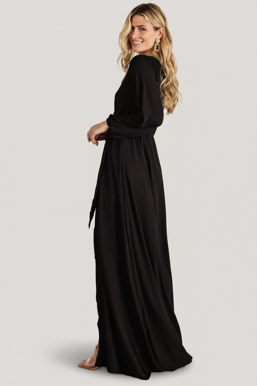 Breanne Faux Wrap Maxi Dress | Black Breanne Faux Wrap Maxi Dress | Black