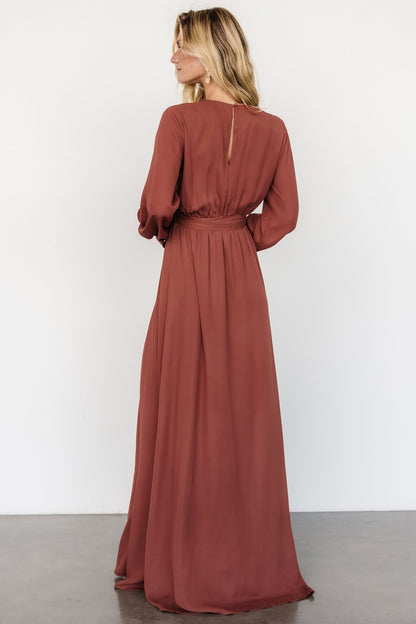 Breanne Faux Wrap Maxi Dress | Dusty Rust - Baltic Born