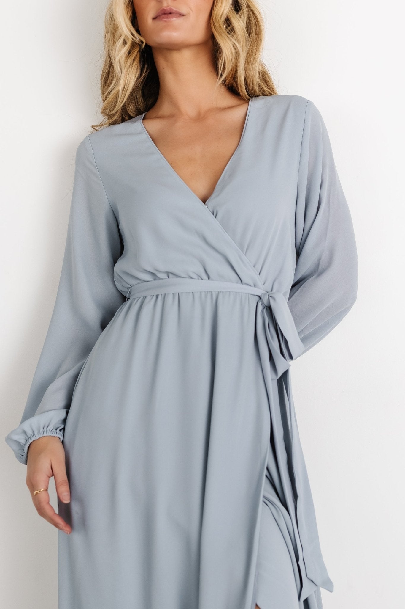 Breanne Faux Wrap Maxi Dress | Light Blue - Baltic Born