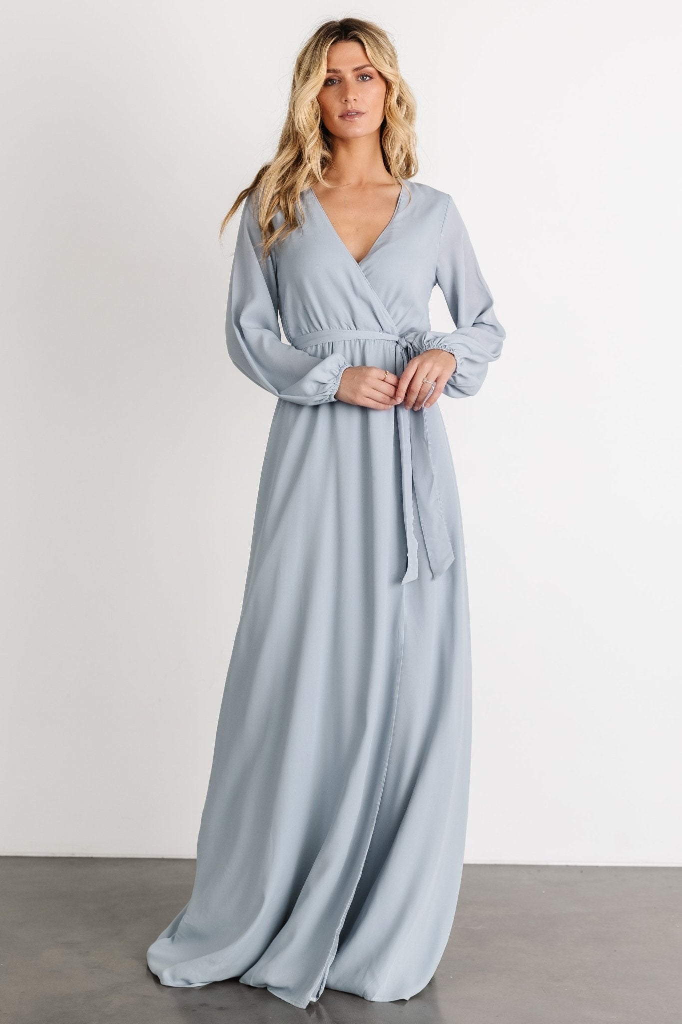 Breanne Faux Wrap Maxi Dress | Light Blue - Baltic Born