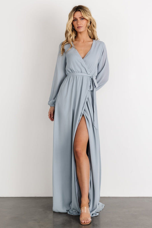 Breanne Faux Wrap Maxi Dress | Light Blue - Baltic Born