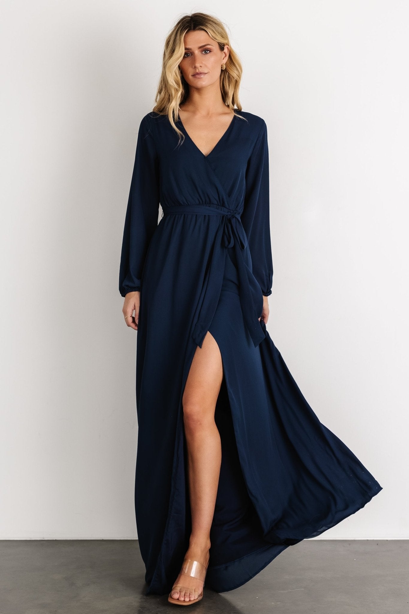 Breanne Faux Wrap Maxi Dress | Navy - Baltic Born