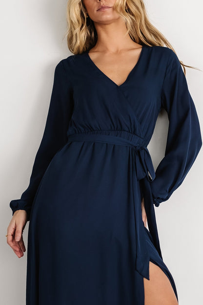 Breanne Faux Wrap Maxi Dress | Navy - Baltic Born