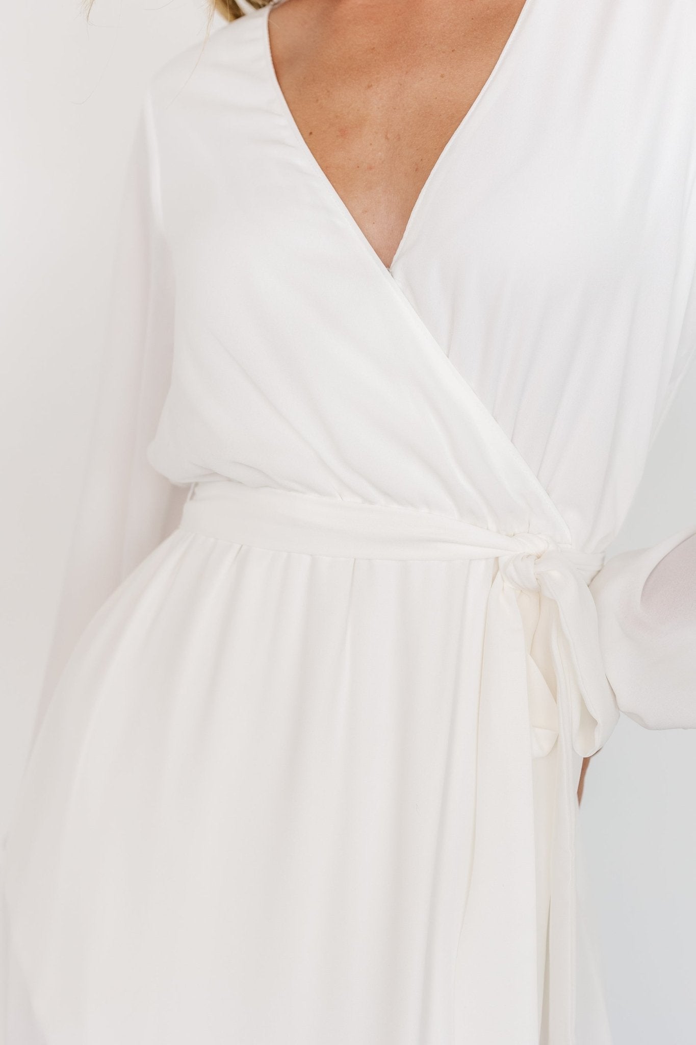 Breanne Faux Wrap Maxi Dress | Off White - Baltic Born