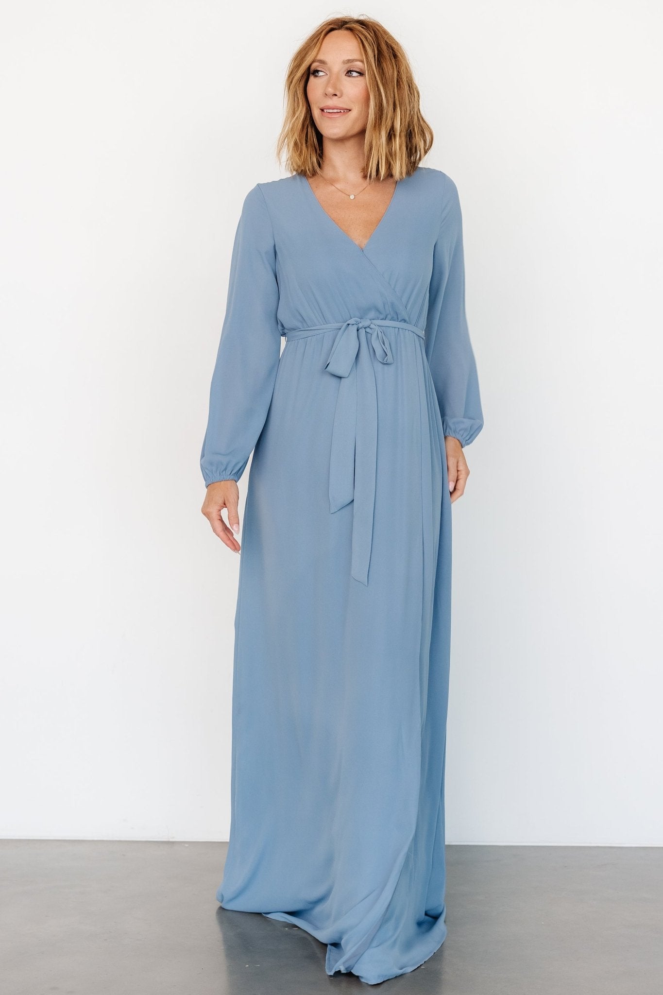 Breanne Faux Wrap Maxi Dress | Slate Blue - Baltic Born